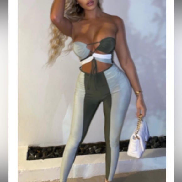 Sage green jumpsuit from pretty little thing. - Picture 2 of 2